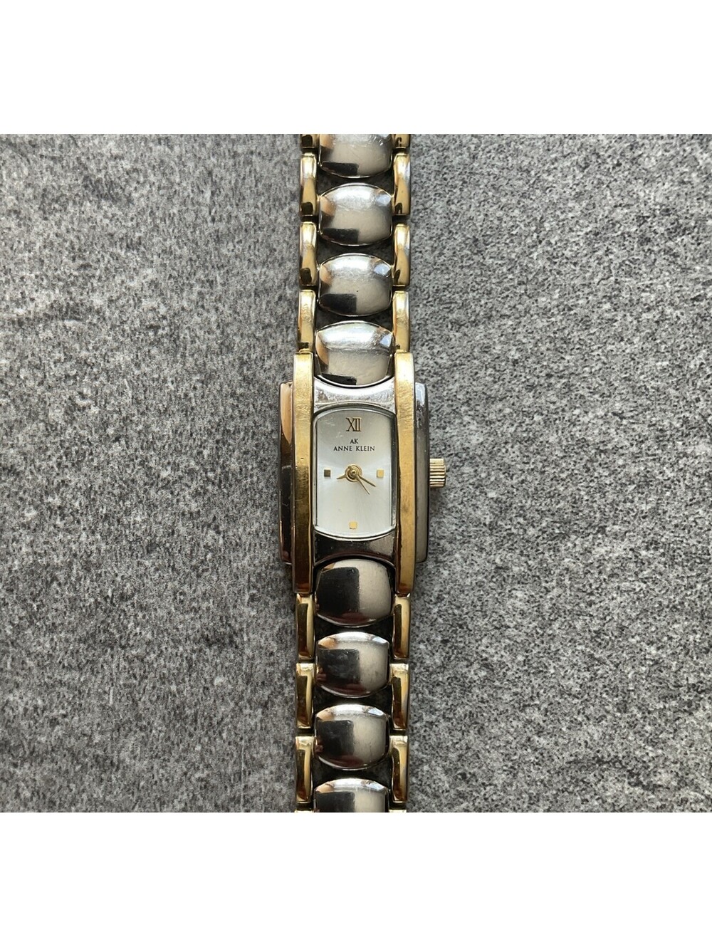 Beautiful Anne Klein Womens Tank Style Watch 18mm Two Tone Case And Band A6
